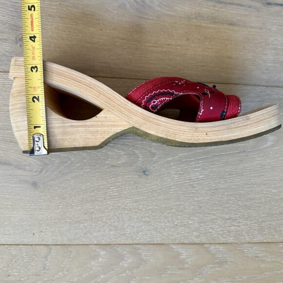 Vintage Y2K Skechers Red Bandana Chunky Platform Sandals Slides Buckle Sz 9/9.5 - Picture 7 of 9
